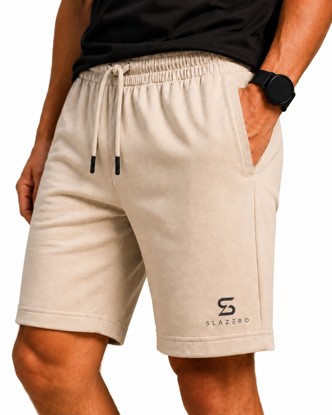 Slazero Men's Premium Fleece Casual Shorts Beige