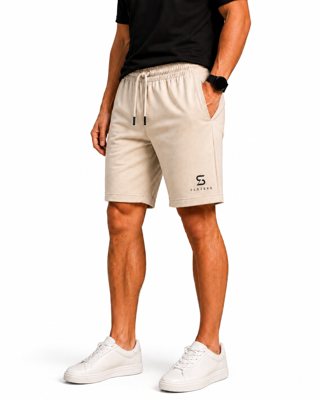 Slazero Men's Premium Fleece Casual Shorts Beige