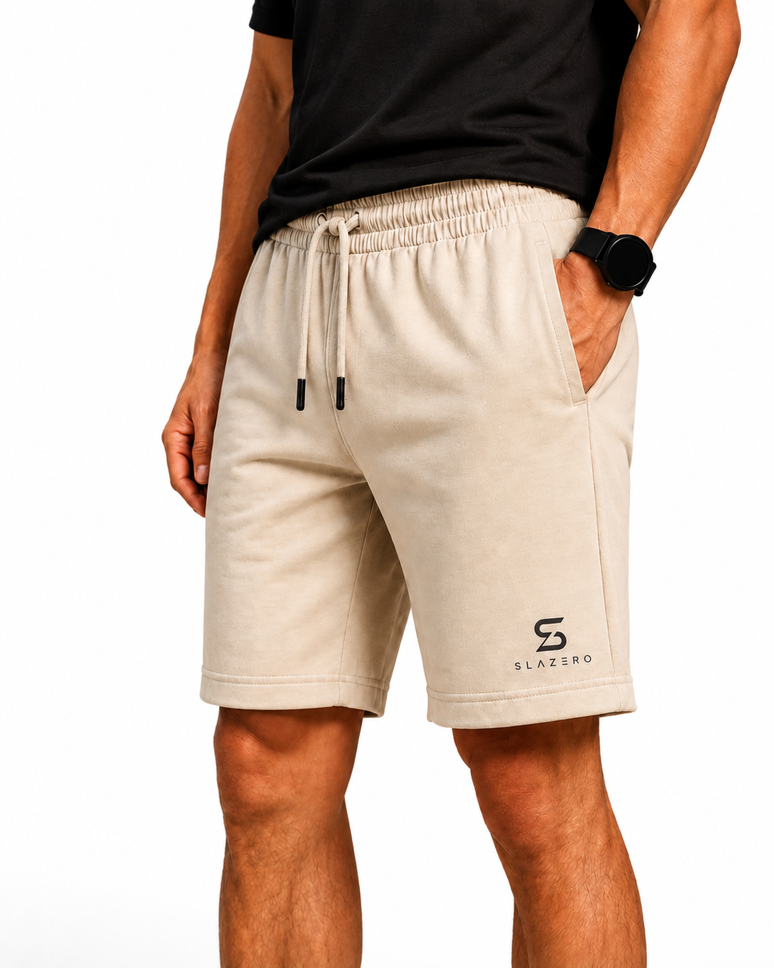 Slazero Men's Premium Fleece Casual Shorts Beige