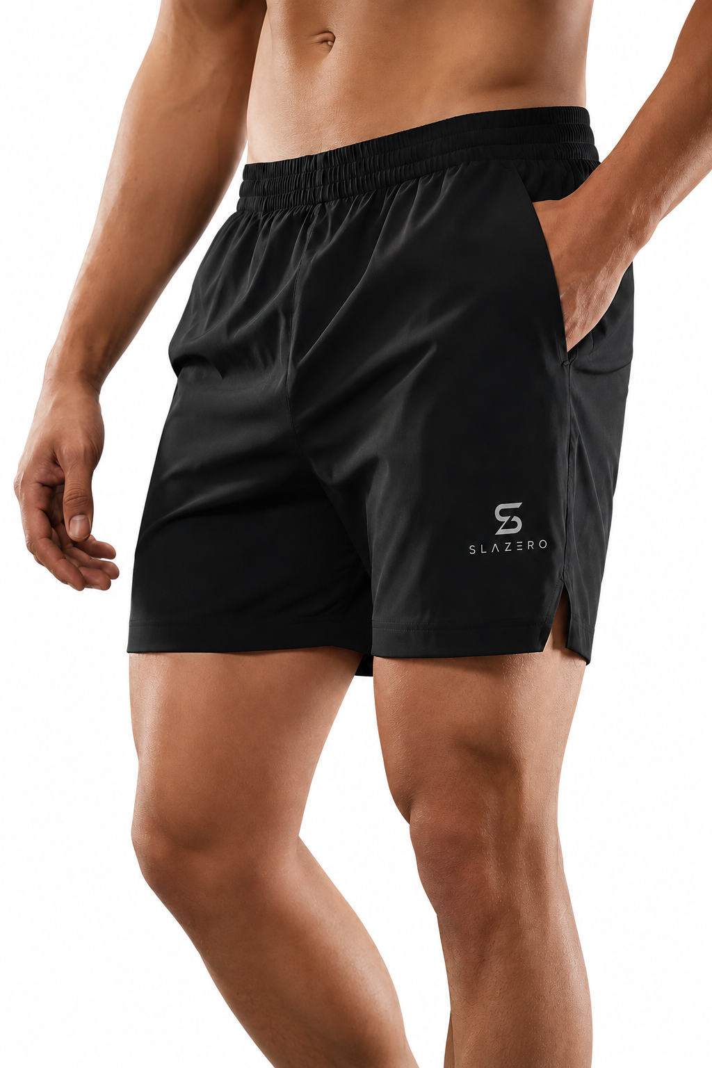 Slaziro Men's Lightweight Running Gym Shorts Black